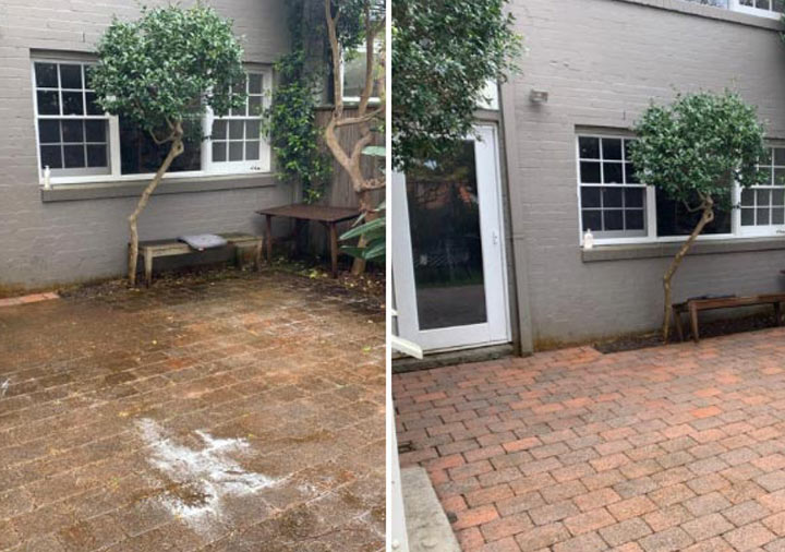 High pressure cleaning a driveway
