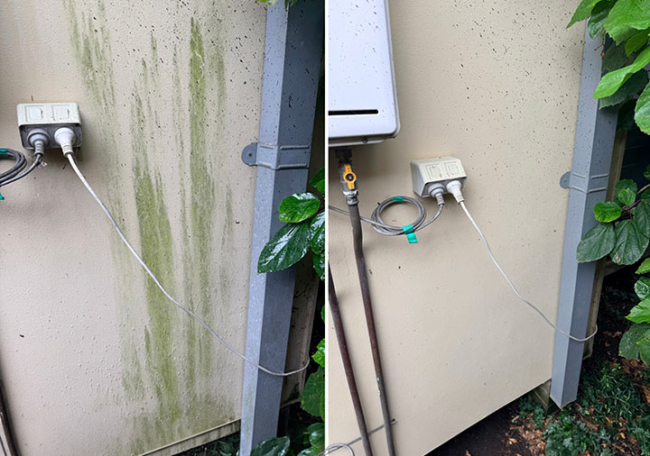Soft washing an exterior wall